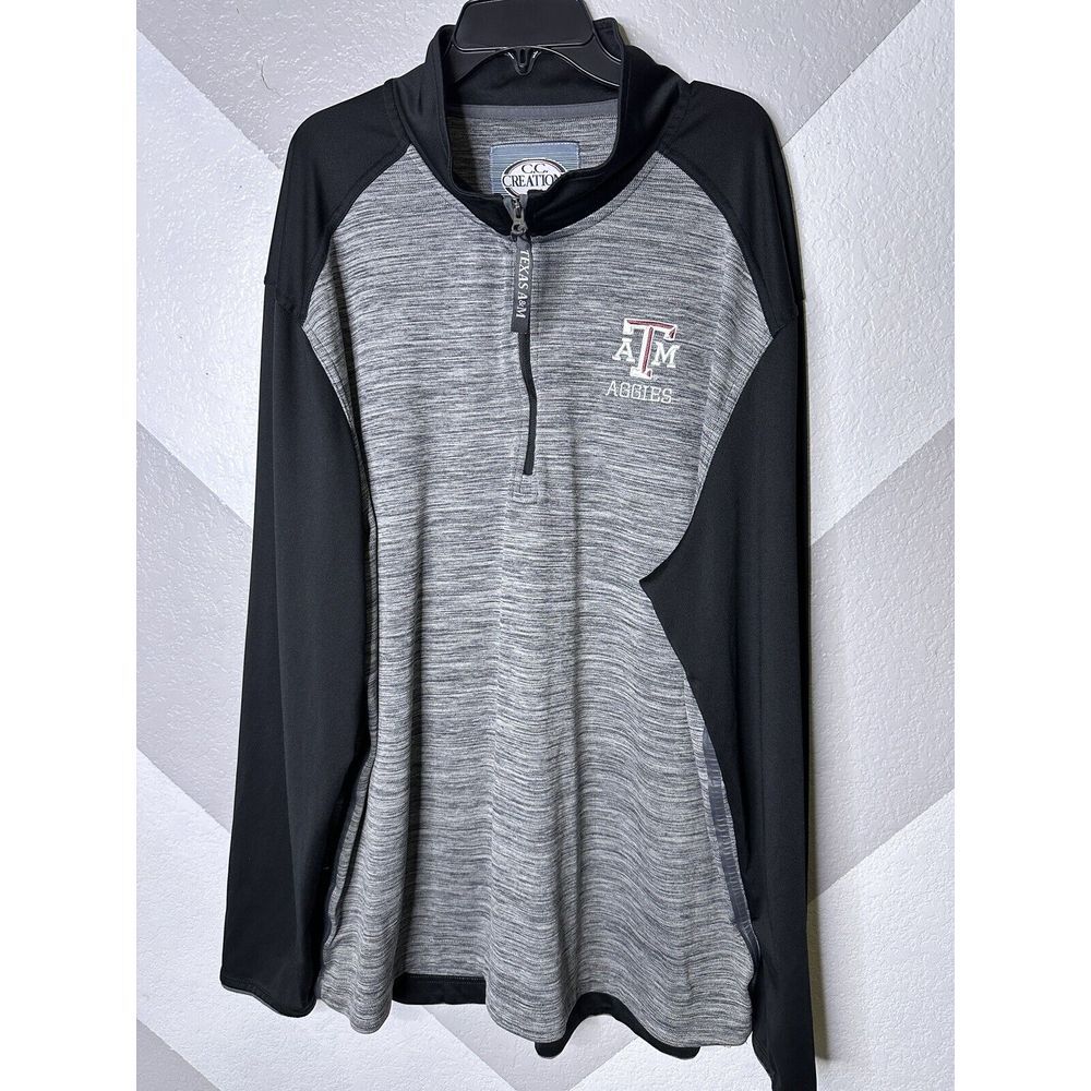 Texas A M Aggies CC Creations 1/4 Zipper Pullover Men's Jacket Black Gray 2XL
